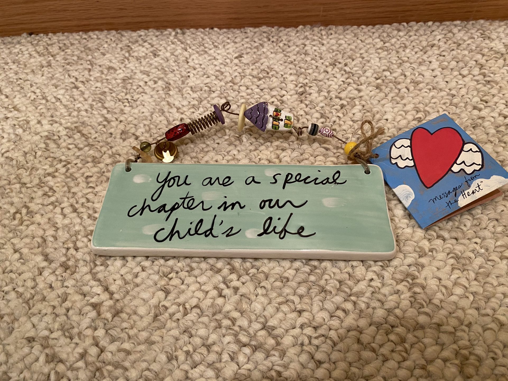 Sandra Magsamen Ceramic Plaque Special Chapter In Child’s Life w/ Beads