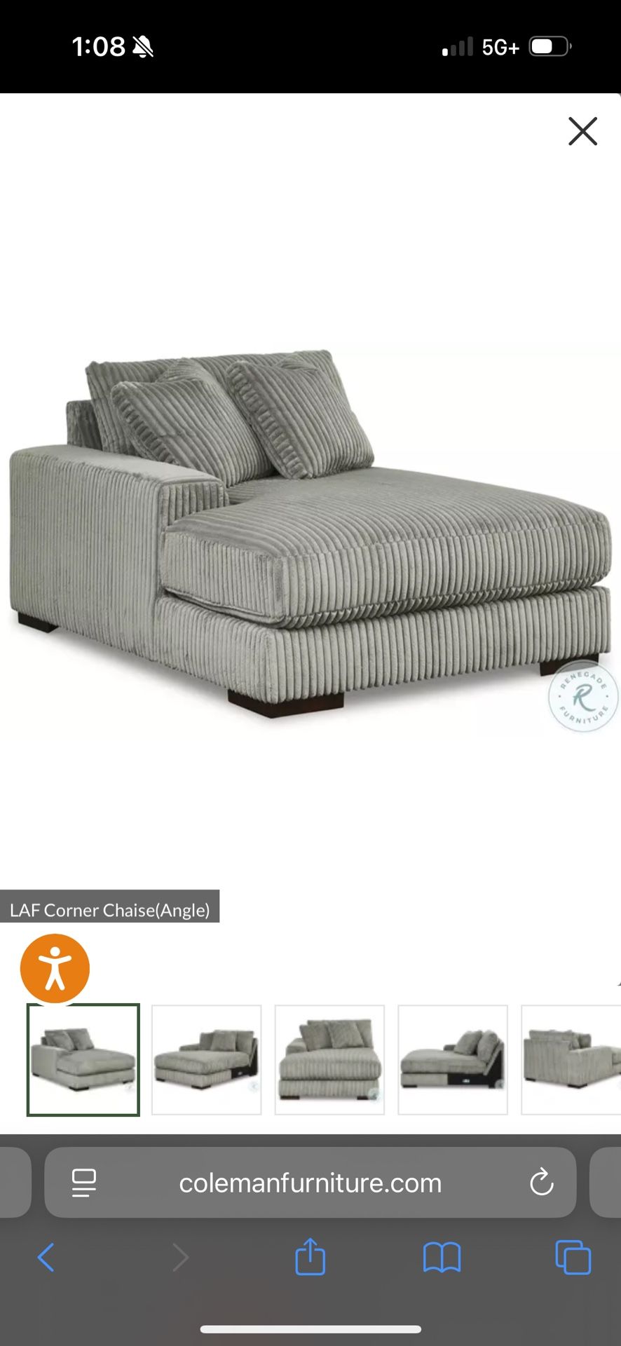 Linden Fog Left Arm Chaise