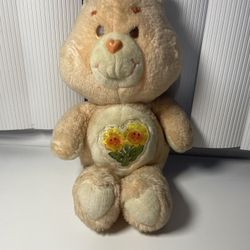 Vintage Care Bears FRIEND BEAR Plush Soft Toy Peach Sunflower  Kenner 1983 13”