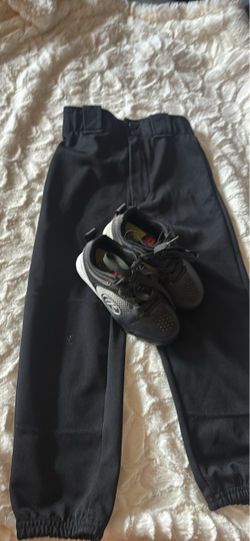 Kids Black Baseball Pants and Cleats Set