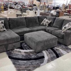 3PC Ashley Sectional & Ottoman 