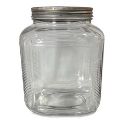 Vintage Hoosier Cabinet Ribbed Glass Storage Jar Canister With Lid