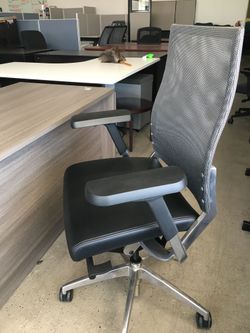 Black Mesh Chair with Adjustable Arms