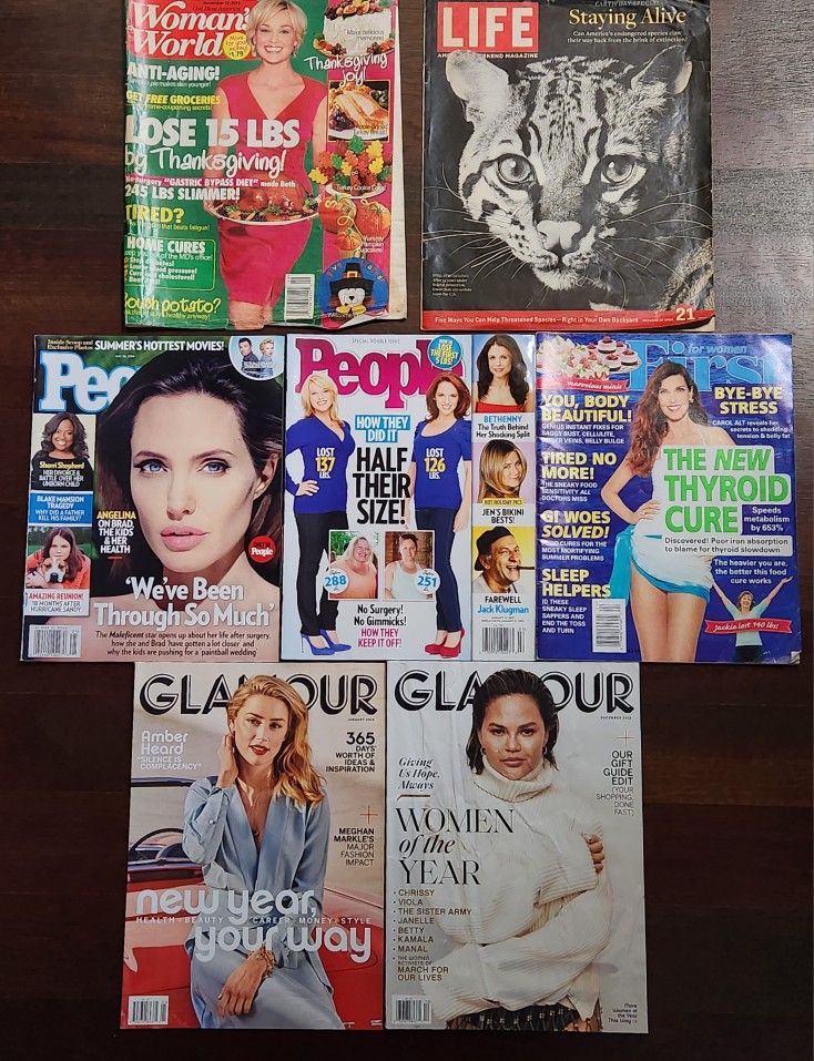 (7)- Assortment of modern Magazines different publications and titles, subjects 2006, 2012-2019
**** Cash ๐ธ only, please. Local pick-up only, please.