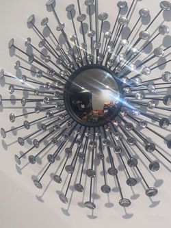 Glamour Sunburst Wall Mirror With Clear Gem Accents 30" in Diameter