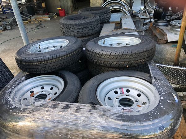 12" 5 lug trailer tires - 10 ply radial on 5 lug rim - great replacement for 4.80x12 and 5.30x12 - New trailer tires with warranty - we carry tires