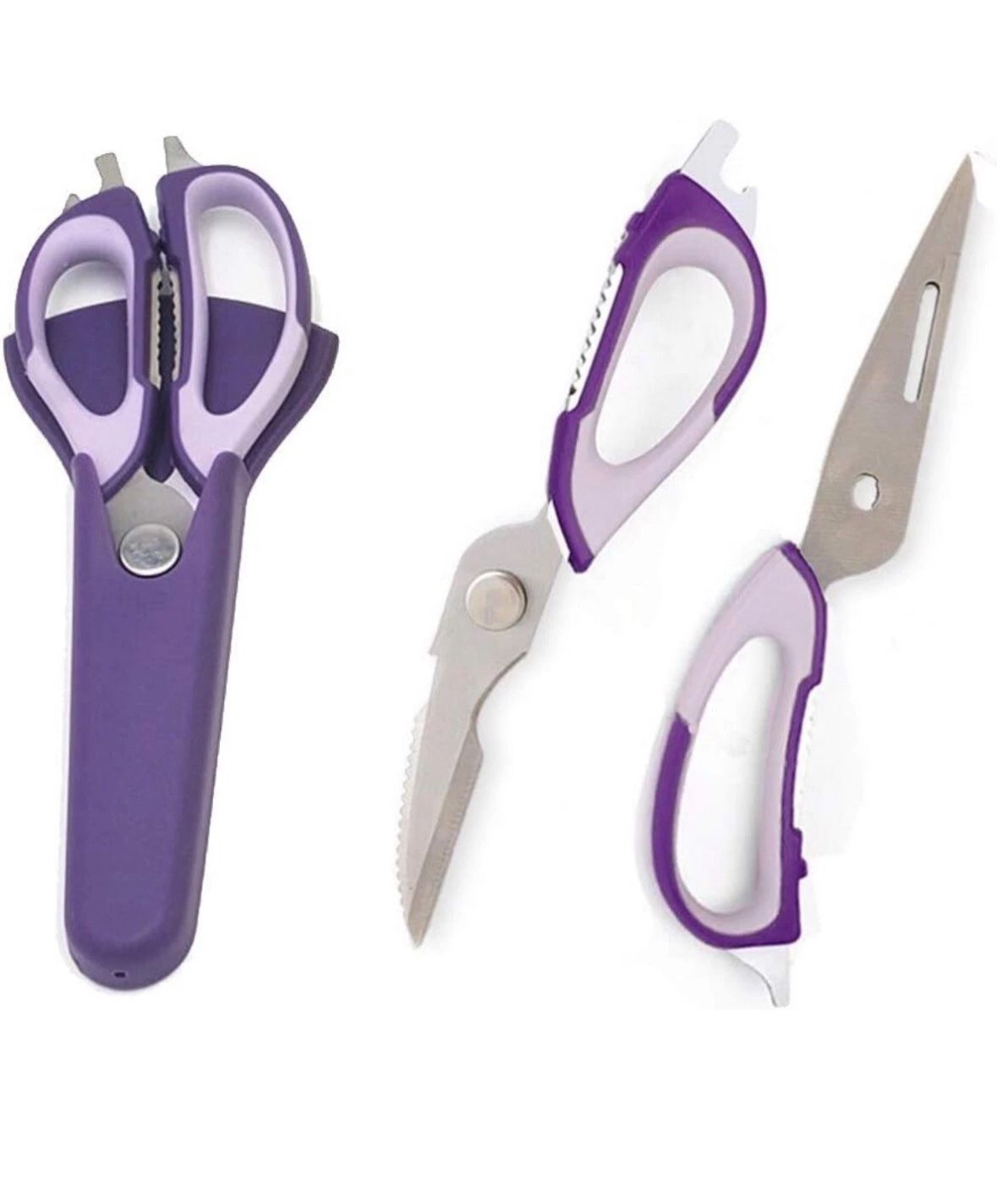 wholesale 100 Pcs For $1 Multifunction Kitchen Food Scissors, Detachable Stainless Steel Heavy Duty  7in1
