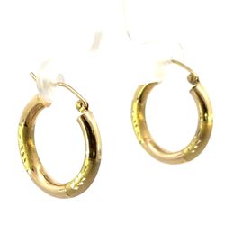 Woman’s Ladies 10k Yellow Gold 3/4” Inch Diamond Cut Huggie Hoop Earrings GP3126631