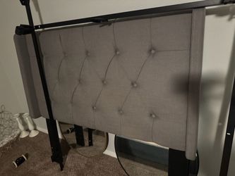 Queen bed frame with headboard and box spring