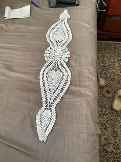 40”x7” elegant Handmade White Crochet Table Runner