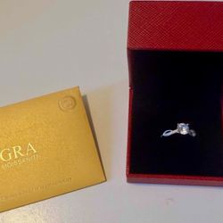 GRA Certified Moissanite 1.0 Carat 6.0mm Engagement Wedding Ring