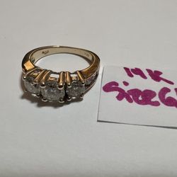 14K Solid Gold Wedding Ring NATURAL DIAMONDS STONES Size 6.5