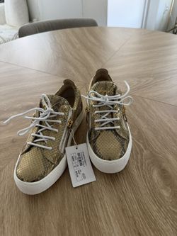 Giuseppe Zanotti | Womens | Gold Snake Sneakers | Size EU 37 (US 6.5) – Brand New