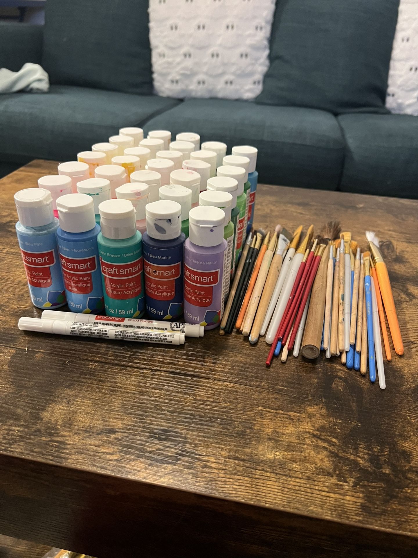 Acrylic Paints And Brushes