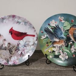Set of 2 Vintage Bird Themed Decorative Collector Plates