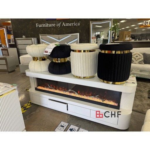 White 71" TV Stand w/ Electric Fire Place - July 4th Special Sale