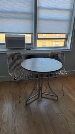 Round Bistro Table and 2 Wire Chairs Set