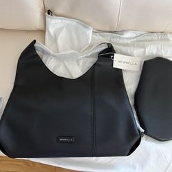 NEWBELLA Black Faux Leather Hobo Bag with Pouch