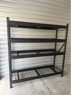 Heavy Duty 4-Tier Steel Garage Storage Shelf Rack 75x24x75 Black