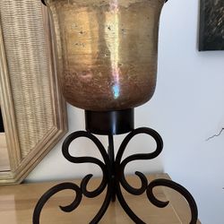 Glass/Iron Candle Holders Set