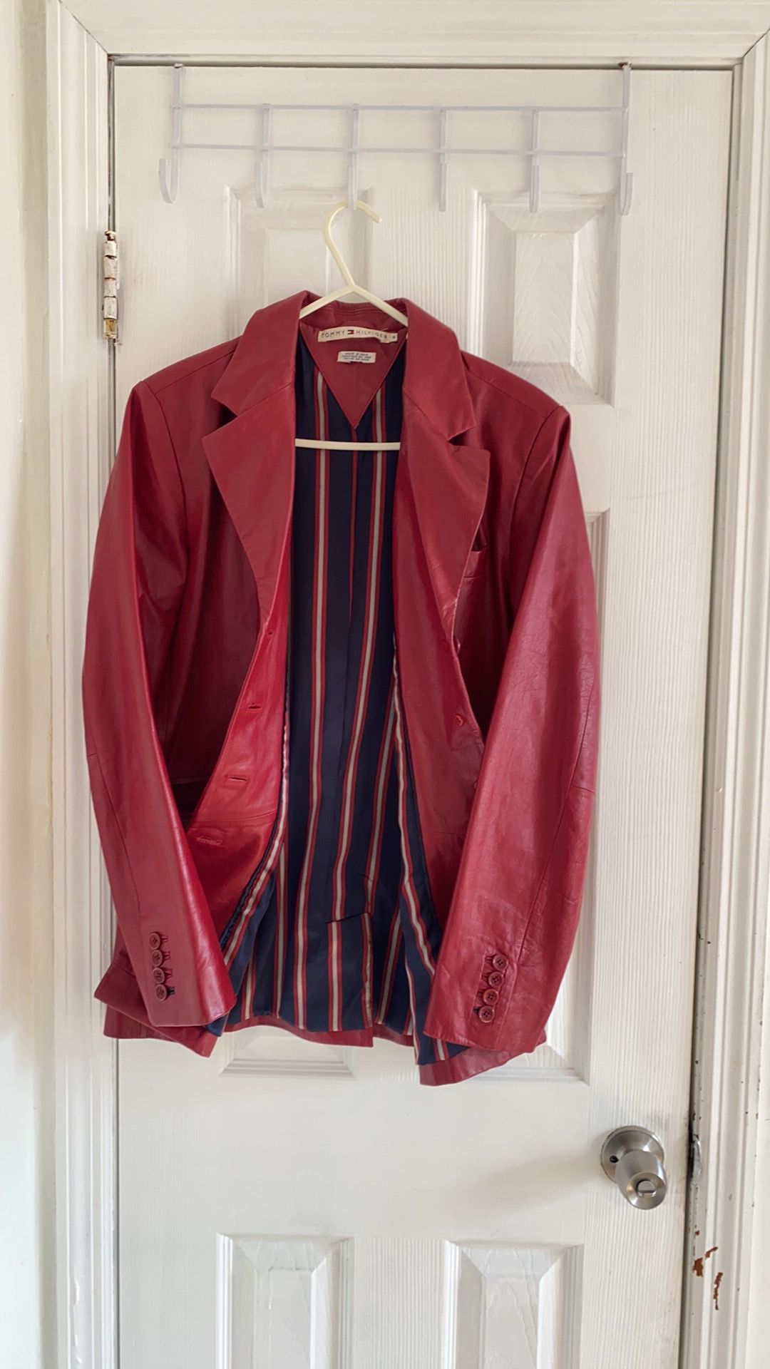 100 % Leather Shell Vintage Tommy Hilfiger Blazer Jacket