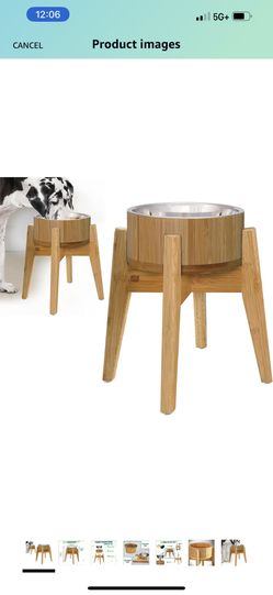 Elevated Bamboo Dog Bowl. Brand New In Box Never Used