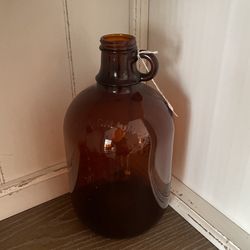 Vintage Amber Glass Gallon Jug, Great Decor