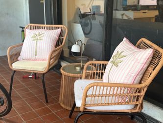 Rattan Wicker Patio Chair Set of 2 and table