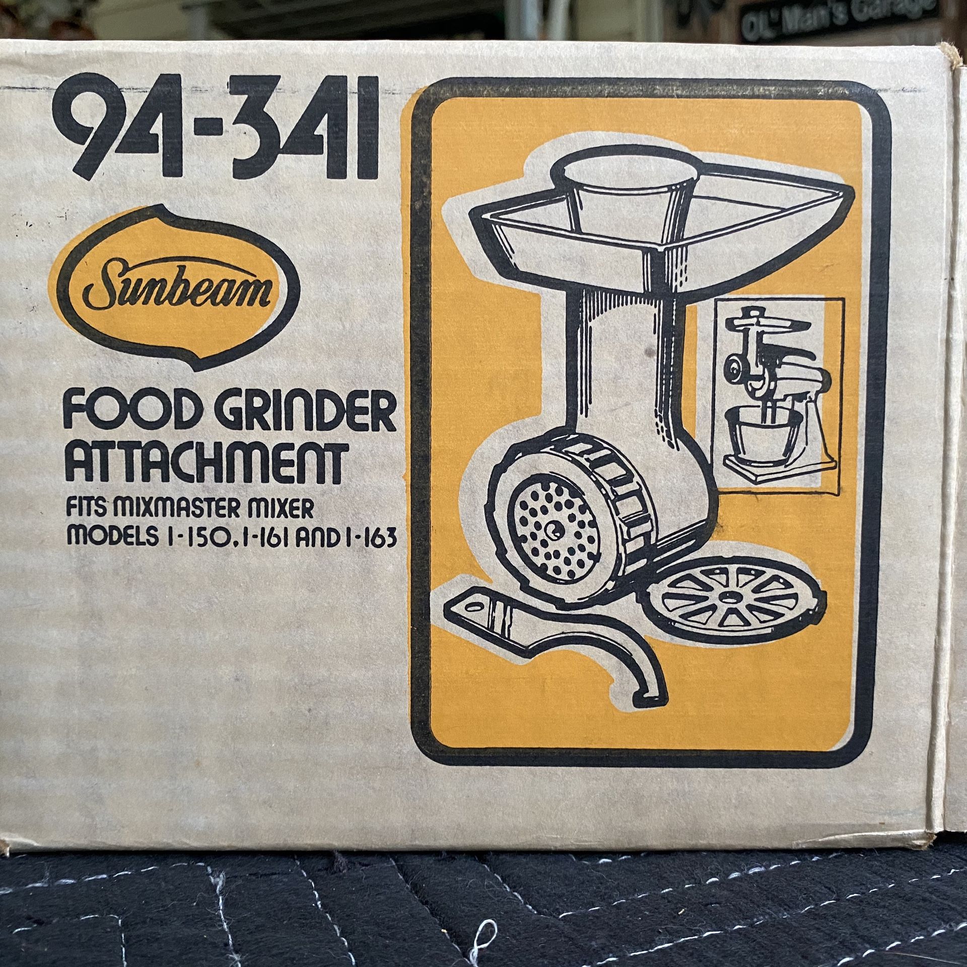 Sunbeam 94-341 Food grinder Attachment Fits Mixmaster mixer 1-150, 1-161, 1-163