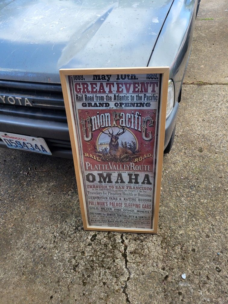 Framed Union Pacific Railroad Poster