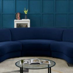 Rosa Velvet 3-Piece Navy Sectional

