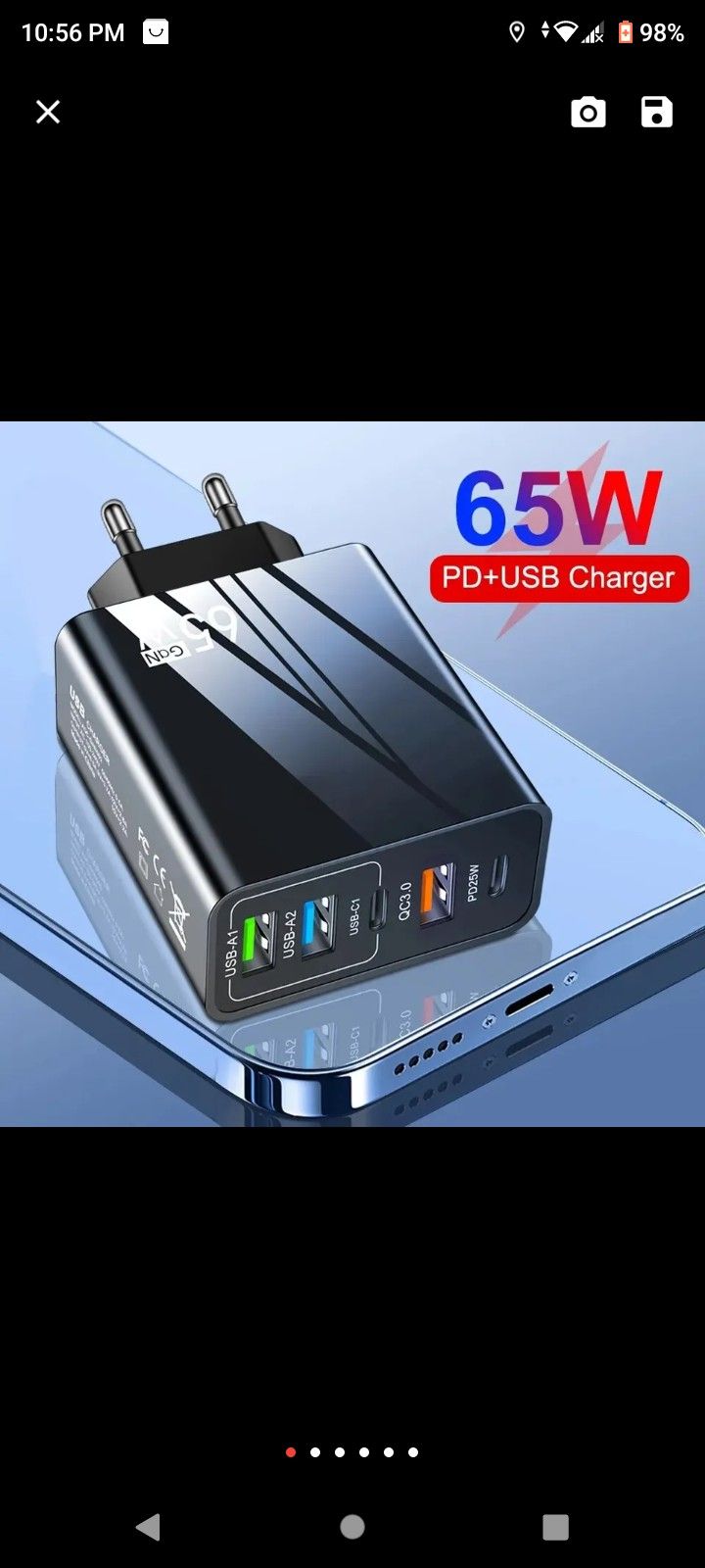 65w Fast Charger Mobile Charging Head Pd Plus 3usb Travel Multi Interface Charger 3.1A For Samsung Xiaomi Iphone Us Adapter