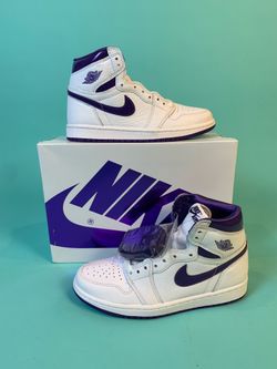 Women’s Air Jordan 1 High OG “Court Purple” in size 8.5W, or 11W