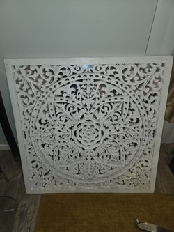 Wall Art Aged White With Mirror