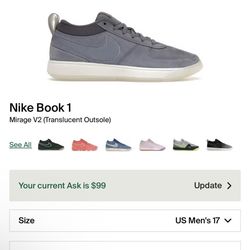 Nike Book 1 Mirage V2 (Translucent Outsole) Size 17