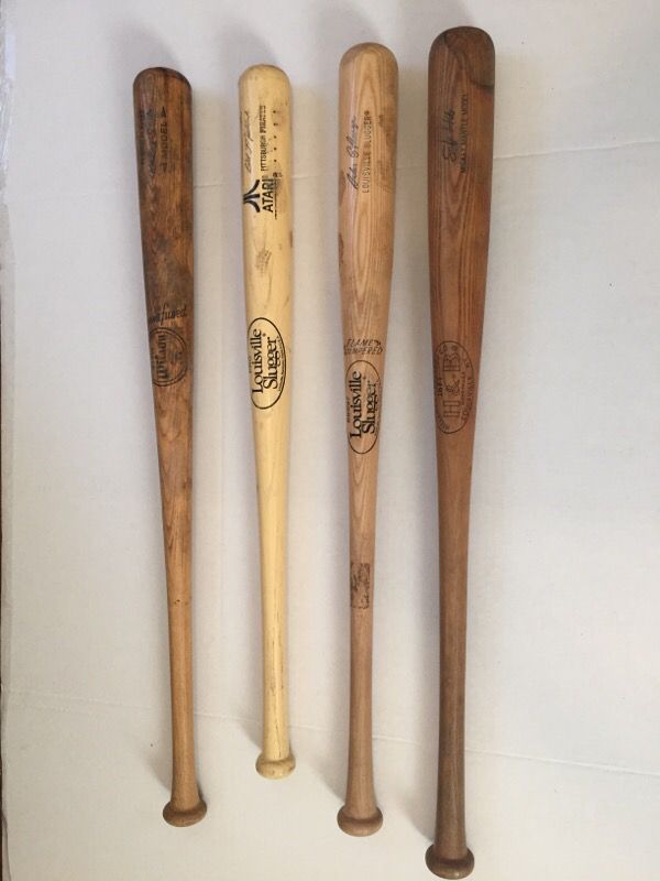 Vintage wooden baseball bats - Mantle, Madlock, Kaline, Galaraga