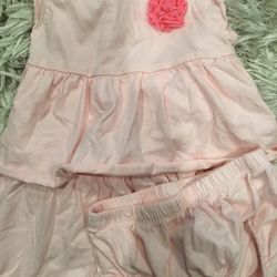 Carters 12M Baby Girl Dress W / Diaper Cover Pink