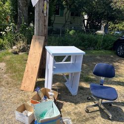 Small Table, Chair, Glassware Plywood