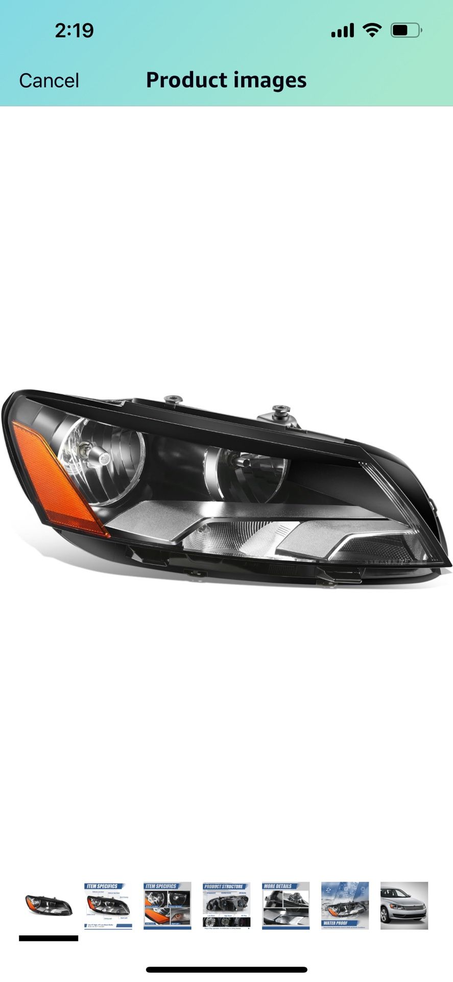 Factory Style Halogen Headlight Assembly Compatible with VW Passat 2012-2015, Passenger Right Side