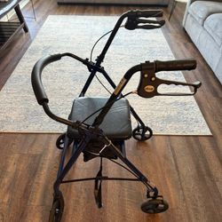 Four-Wheel Rollator Walker with Fold-Up Removable Back Support