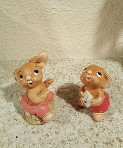 vintage pendelfin Rally rabbit & pendelfin the Thumper hand painted stone craft made in England