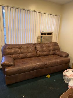 Brown Leather 3-Seat Sofa Couch
