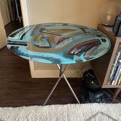 Hand-Painted Glass Side Table — Original Art — 26”