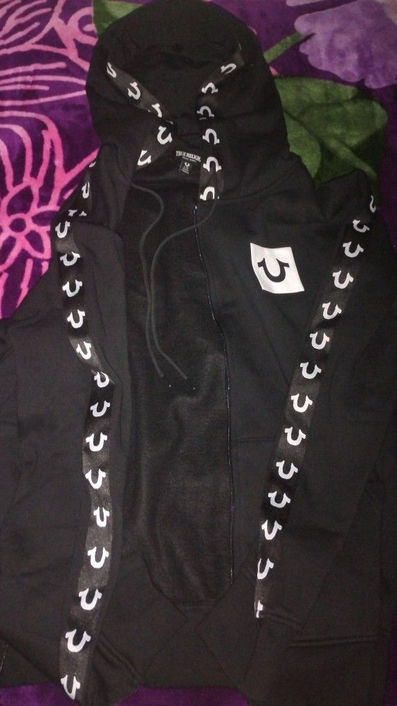 True Religion 2 Zip Up Hoodies : Color Black:Large