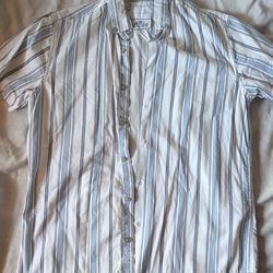 Denim & Flower Button Down Short Sleeve Shirt