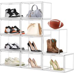 EZJOB Acrylic  clear stackable bins, organizers, shoe boxes, display case