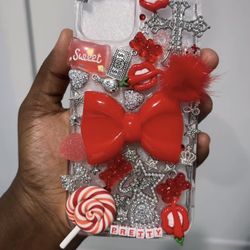 Custom iPhone 14 Case – Red & Silver Design