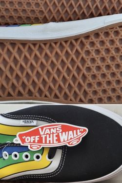 Vans Men's Authentic Refract Rainbow Striped Canvas Skate Boat