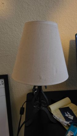Table Lamp - Black Metal Base, Beige Shade