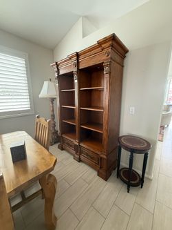 Gorgeous Lighted Bookcase 82”Hx60”Lx21”D Adjustable Shelves Drawers